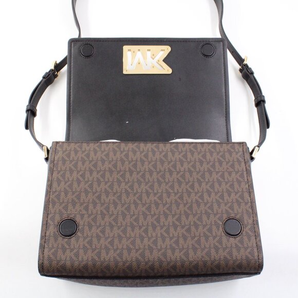 NWT Michael Kors Mimi Medium Logo Messenger Bag in Brown Coated Canvas - Picture 6 of 12